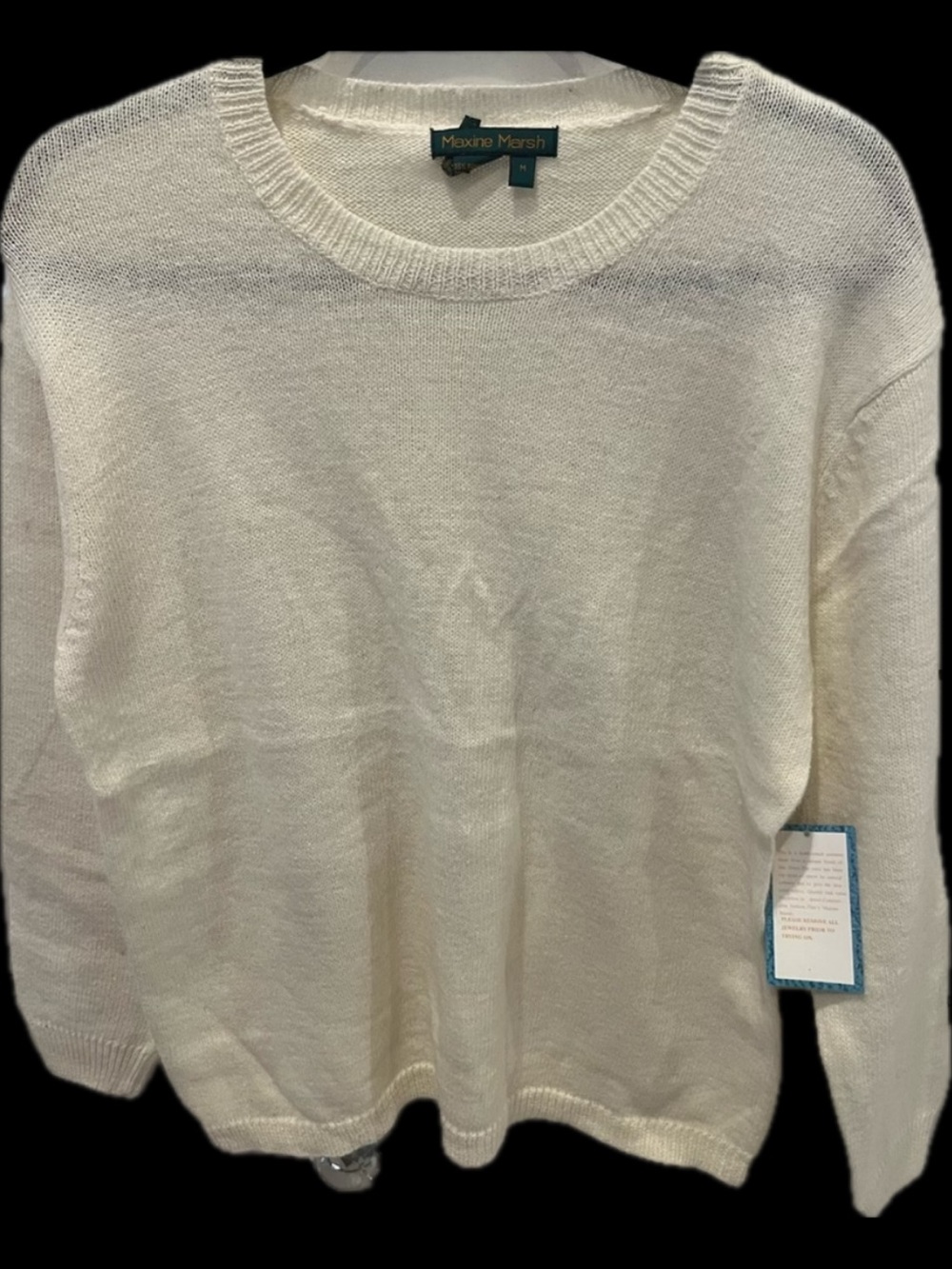 NWT 90s white Maxine Marsh Vintage Hand-loomed Crew Neck Soft ladies Sweater QVC